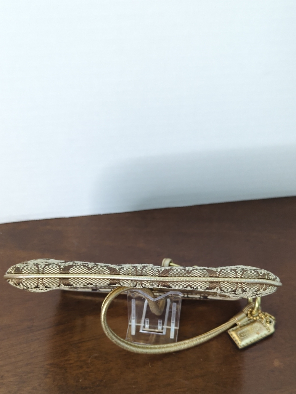Coach Signature Canvas and Leather Wristlet With Snap Head, Tattersall Lining - Picture 7 of 10